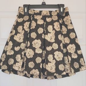 Metallic Floral Pleeted Skate Skirt